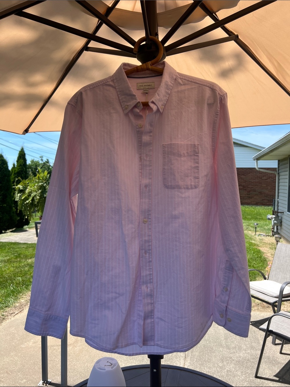 Men's Light Pink Stripe Button-Down Shirt